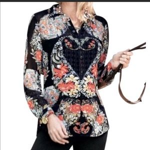 Cabi Amour Sheer Floral Blouse